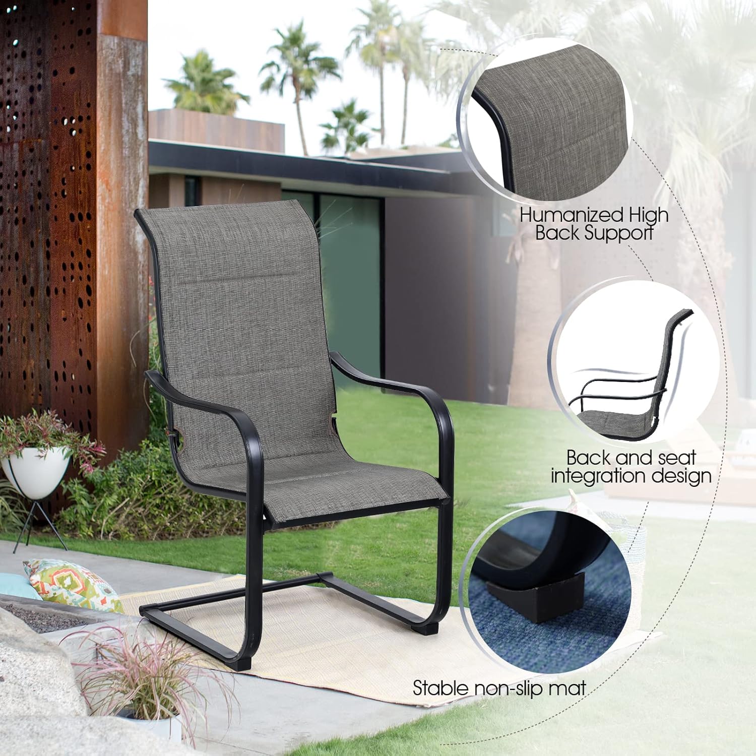 Patio Furniture Set Outdoor Dining Set 7 Pieces with High Back Chairs and Expandable Table W409