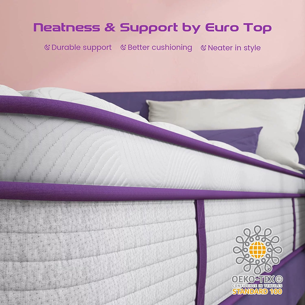 Queen Size Hybrid Mattress, 10 Inch Memory Foam Euro Top, Medium Firm T31957