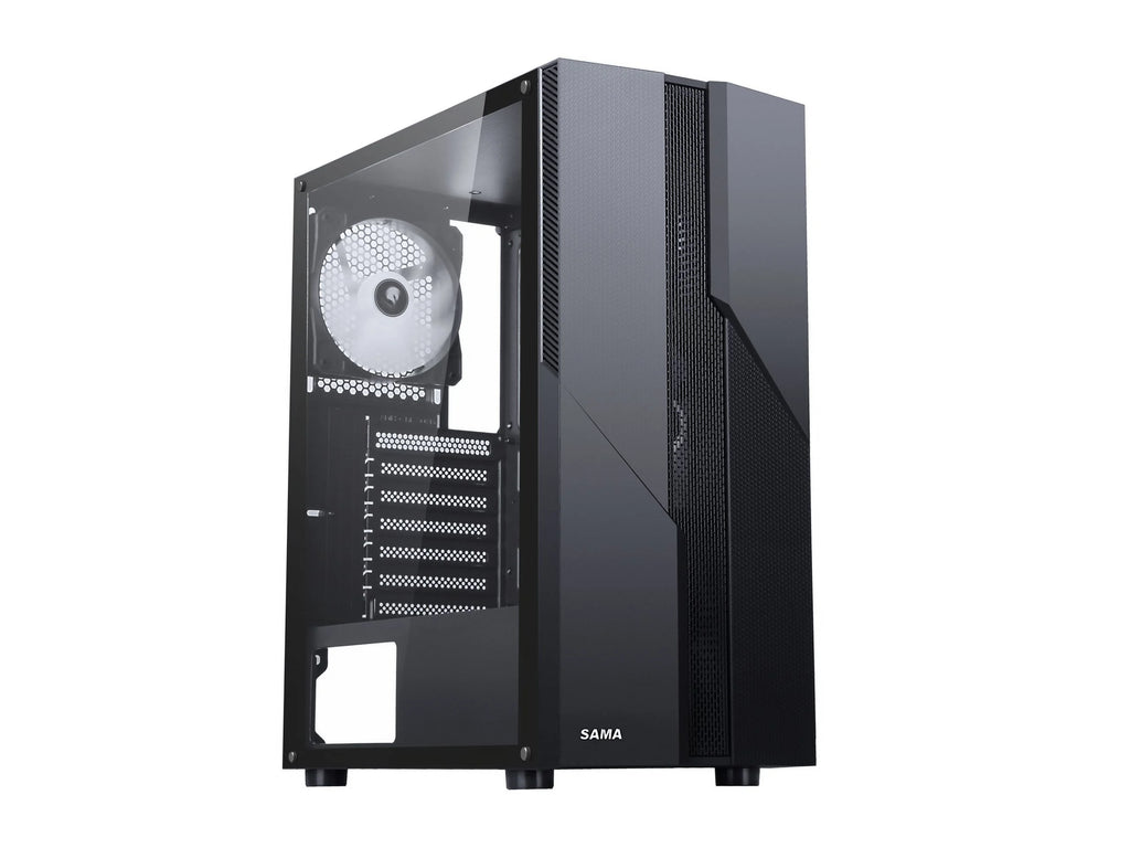 Black USB 3.0 Steel Tempered Glass ATX Mid Tower Gaming Computer Case with 4 x 120mm LED Fans E5174