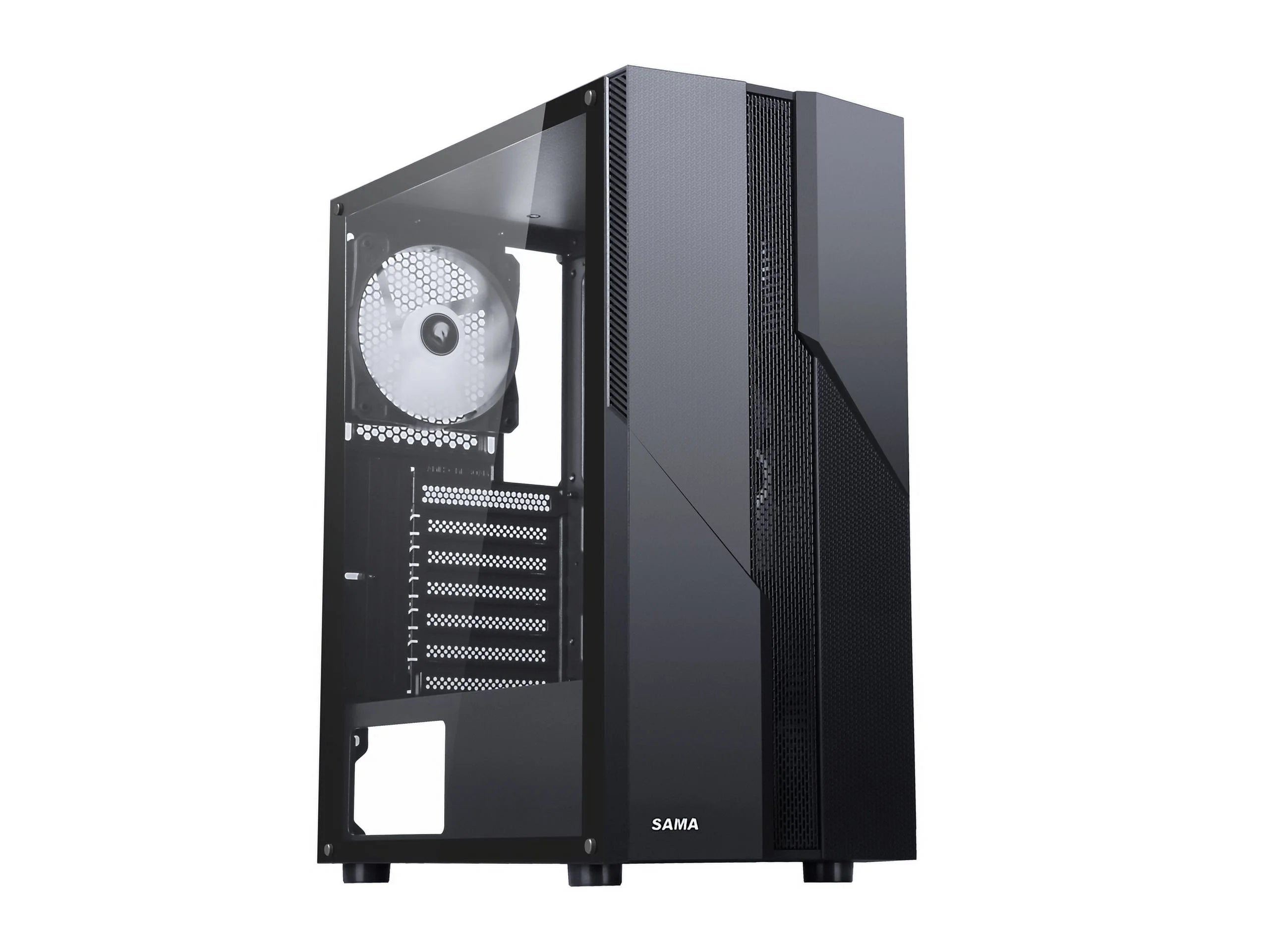 Black USB 3.0 Steel Tempered Glass ATX Mid Tower Gaming Computer Case with 4 x 120mm LED Fans E5174