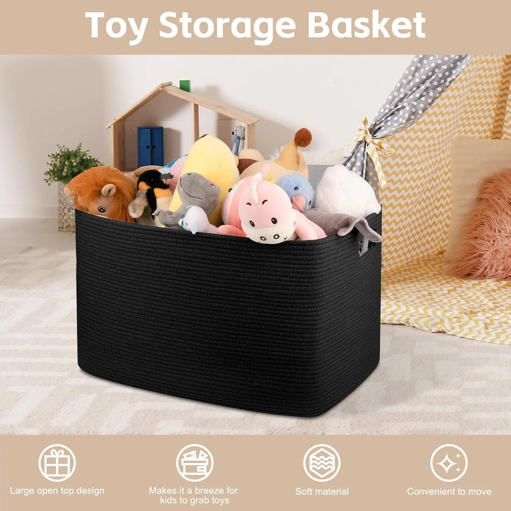 Cotton Rope Storage Basket, Oversized Blanket Basket for Living Room, Bedroom, Nursery A923987