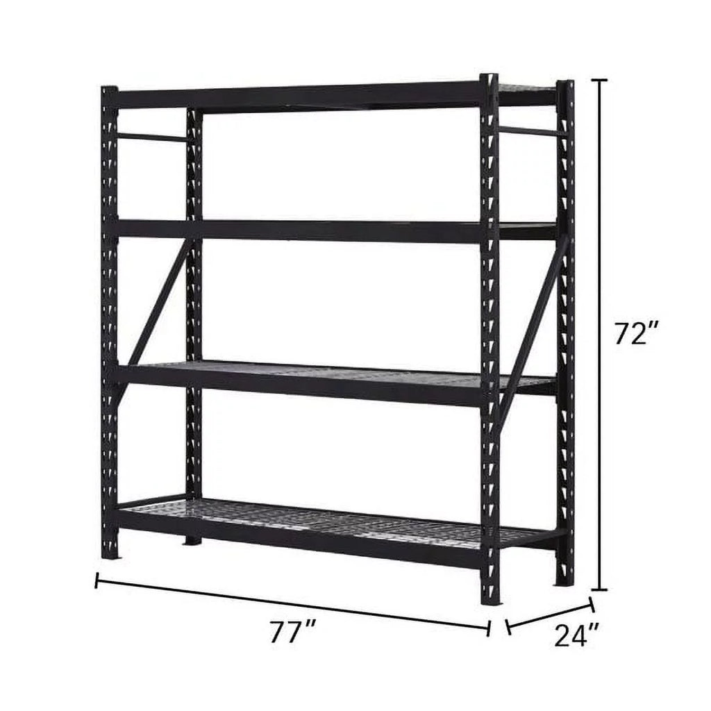 4-Tier Welded Steel Storage Rack, Black W318