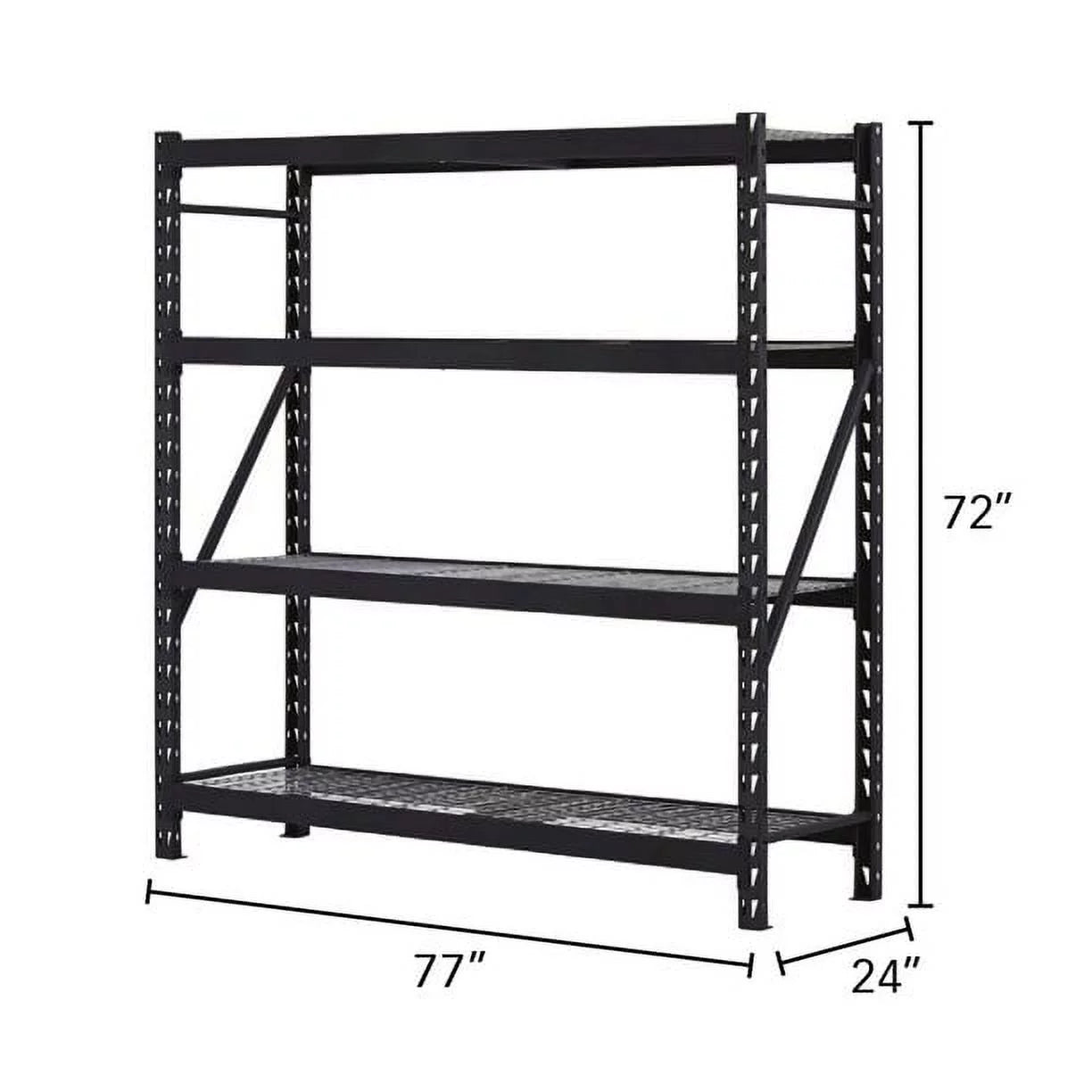 4-Tier Welded Steel Storage Rack, Black W318