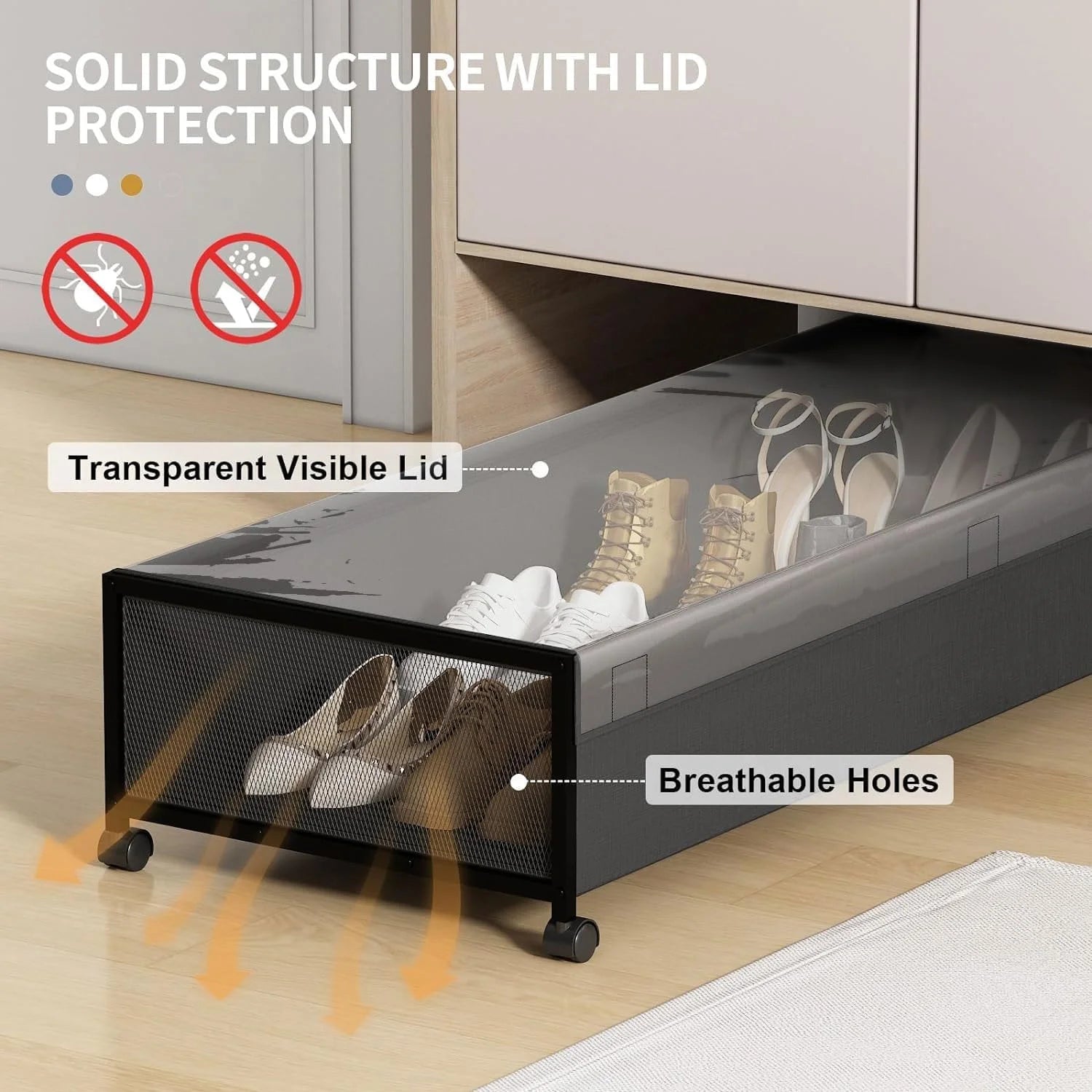 Under Bed Storage Containers with Wheels, Large 54L, 2 Pack Z7022