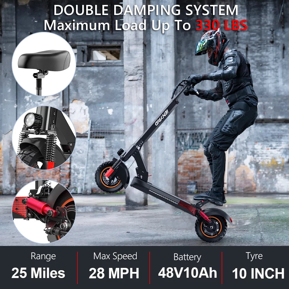 Electric Scooter 28 mph, 25 Miles Range, 700W, 10" Tires, Foldable J207