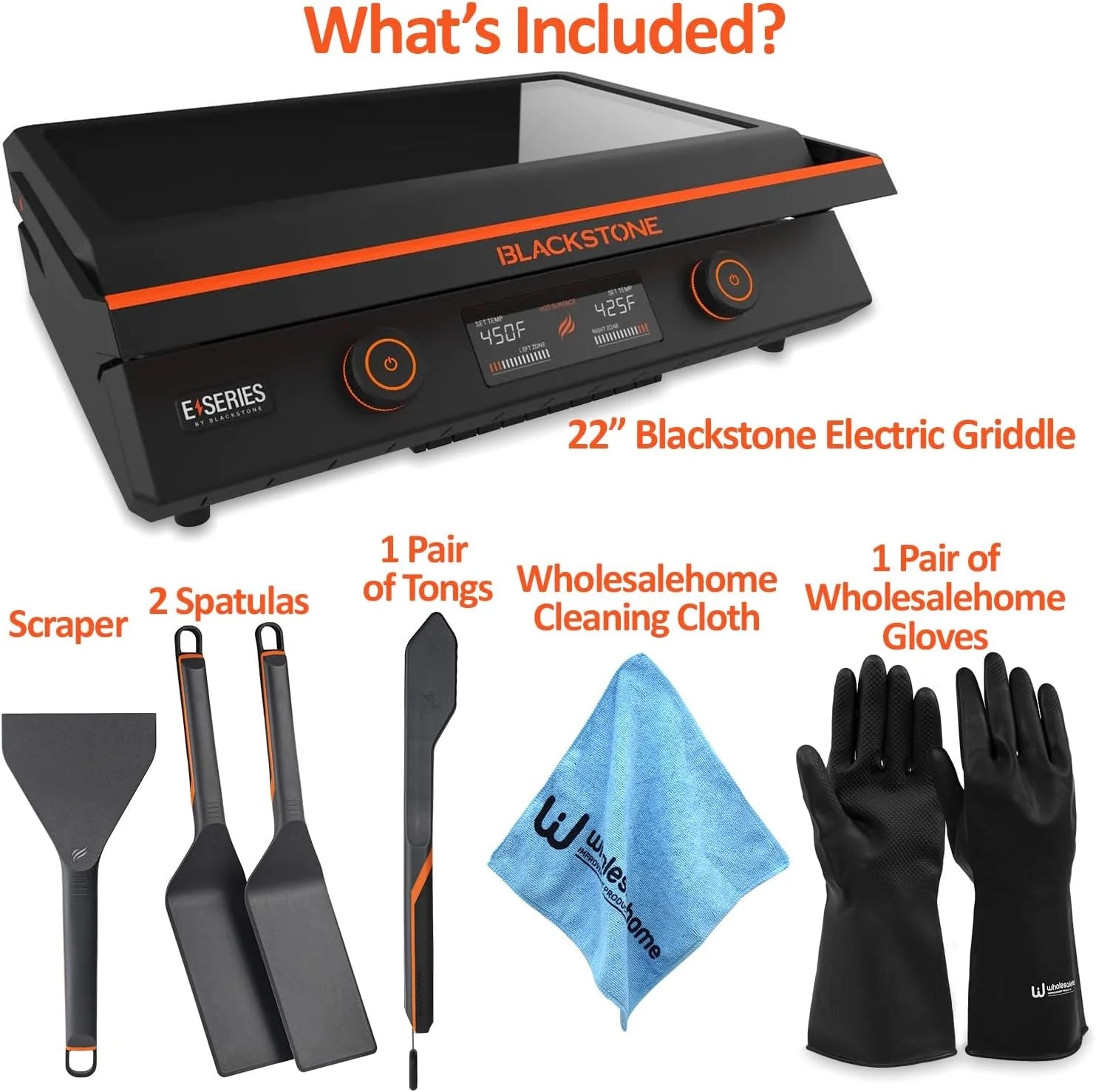 22 Inch Electric Griddle Nonstick with Lid, Tabletop with Accessories and Gloves R3911