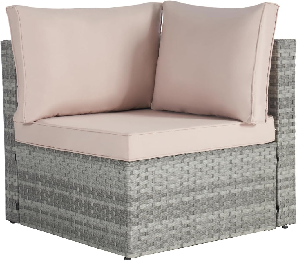 Outdoor Patio Conversation Set with PE Rattan Wicker Sofa and Coffee Table F441515