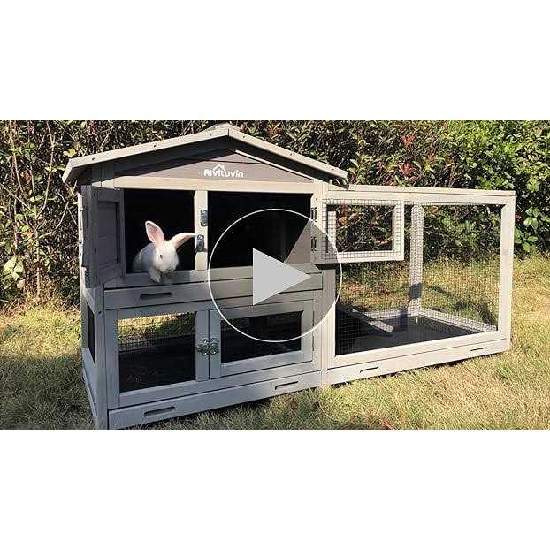 Rabbit Hutch Indoor Cage with Wheels, 3 Pull Out Trays V9471
