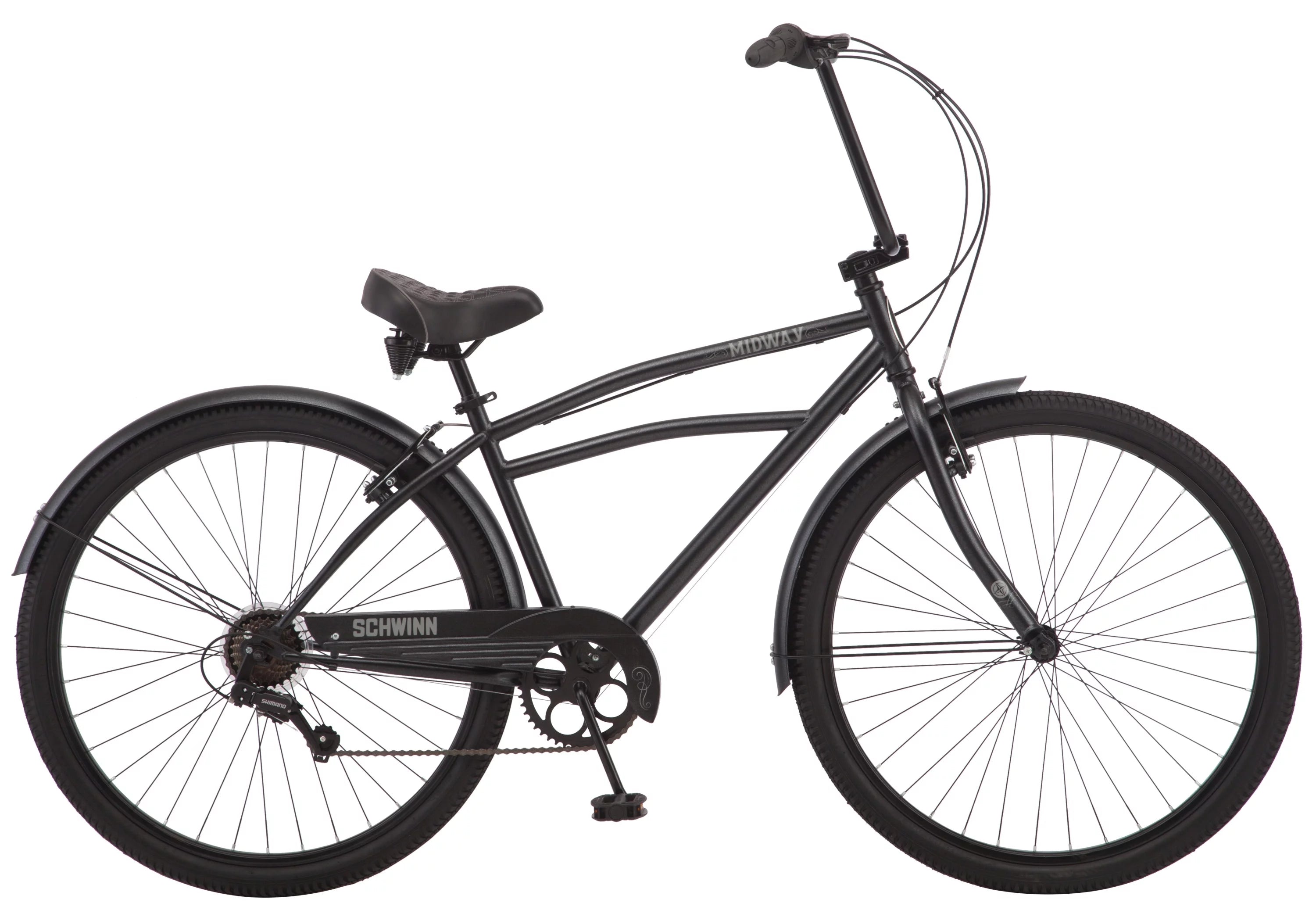 Men's cruiser bike, 29-inch wheels, 7 speeds, black H354974