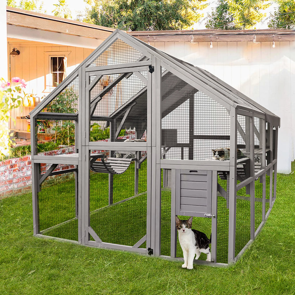 Outdoor Walk-in Catio Enclosure with Bridges and Platforms J984