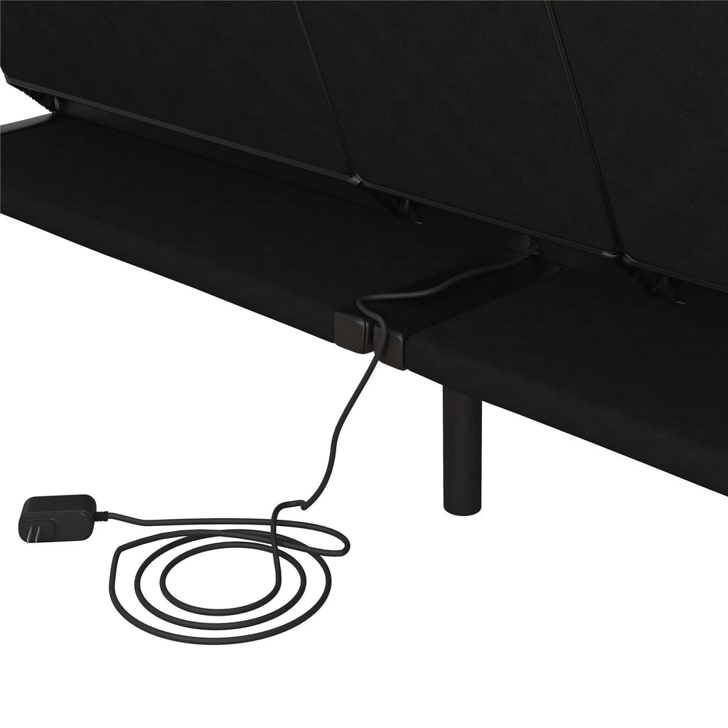 Memory Foam Futon with Cupholder and USB, Black Faux Leather Y2494