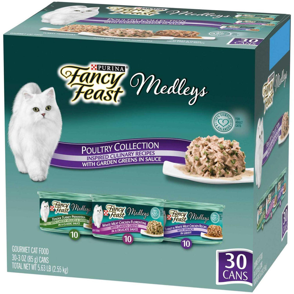 Wet Cat Food Variety Pack Poultry Collection with Garden Greens in Sauce Y676
