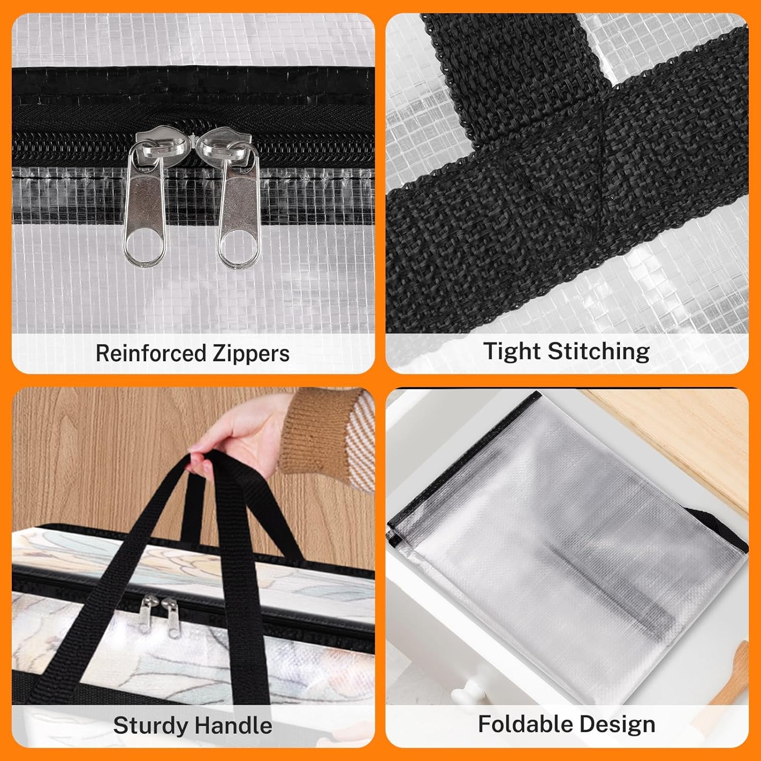 Clear Clothes Storage Bags with Zipper and Handle, 8 Pack J7254