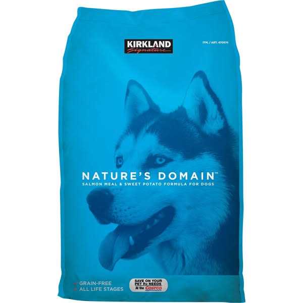 Kirkland Signature Nature's Domain Salmon Meal &amp; Sweet Potato Dog Food 35 lb - Pet Supplies online store