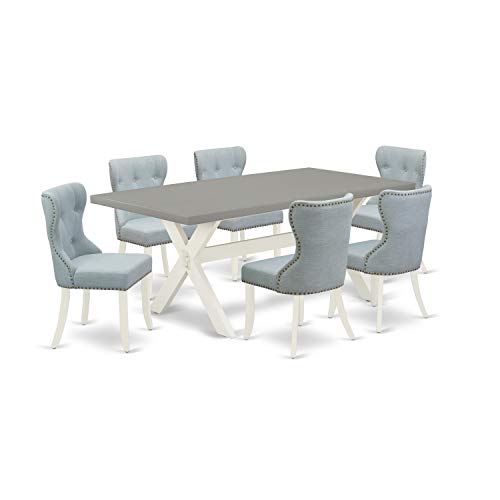 9 Piece Dining Room Table Set with Rectangle Table and 8 Chairs X801