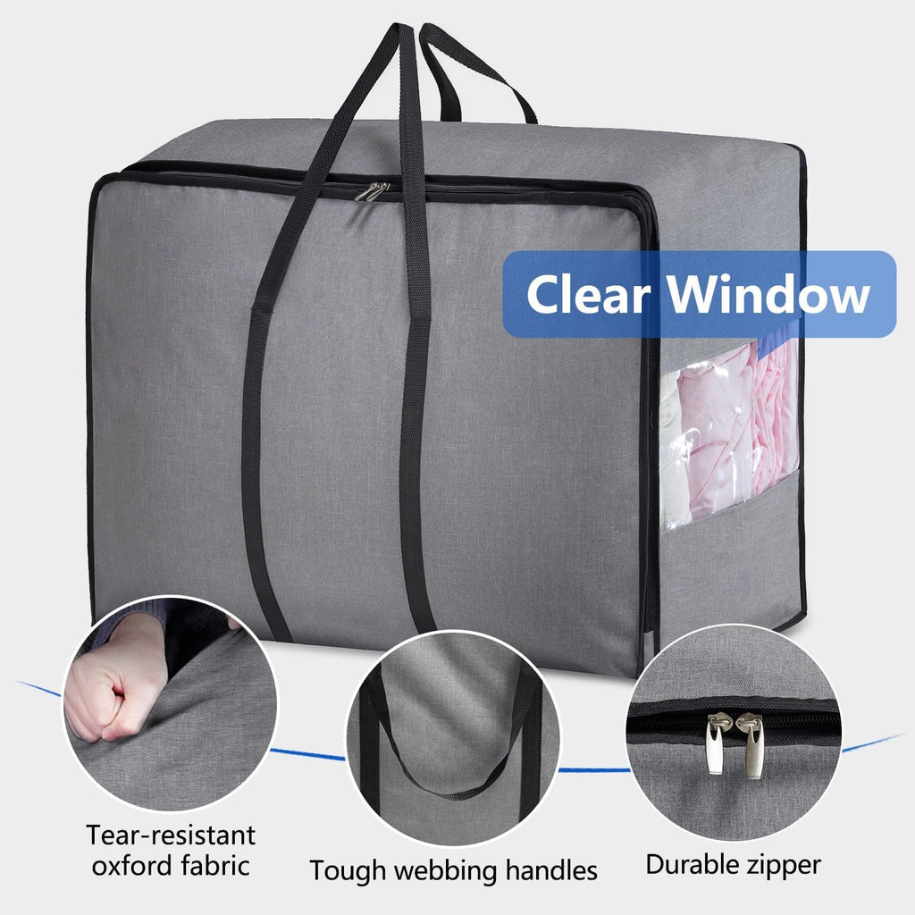 Storage Bag for Bedding, Blankets and Clothes, Foldable Organizer, Grey T5005