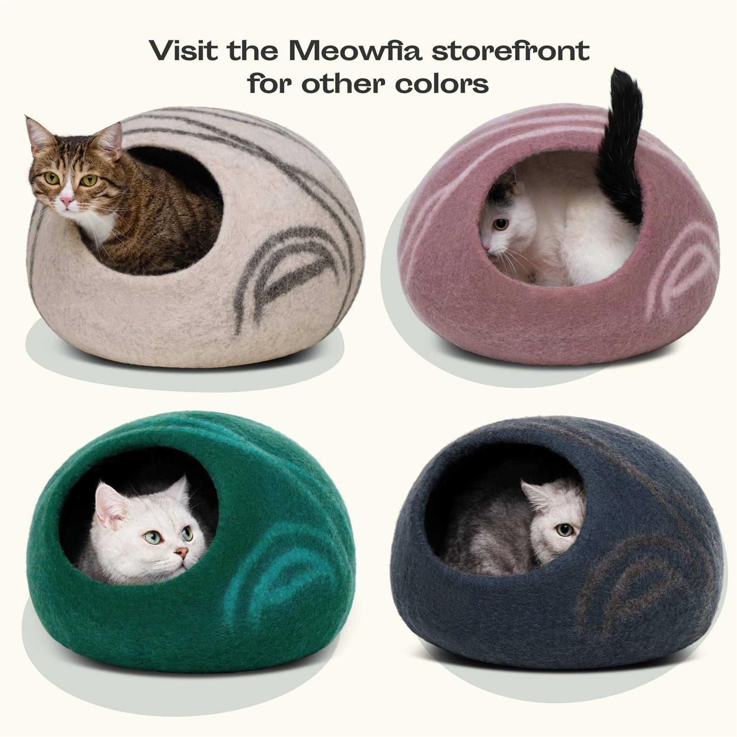 Felt Cat Bed Cave Handmade Merino Wool for Cats and Kittens Y73609