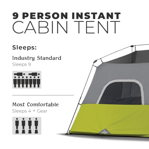 9 Person Instant Cabin Tent - 14' x 9', Green H9128
