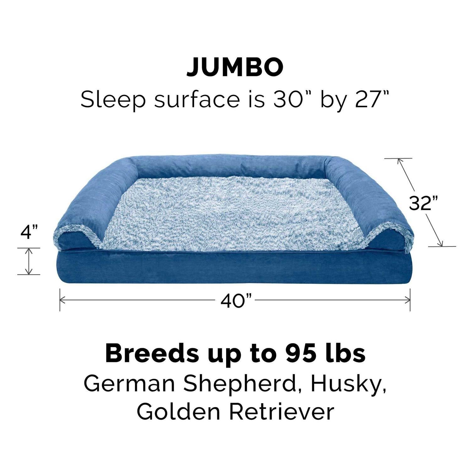 Orthopedic Sofa Dog Bed with Faux Fur Suede X157240