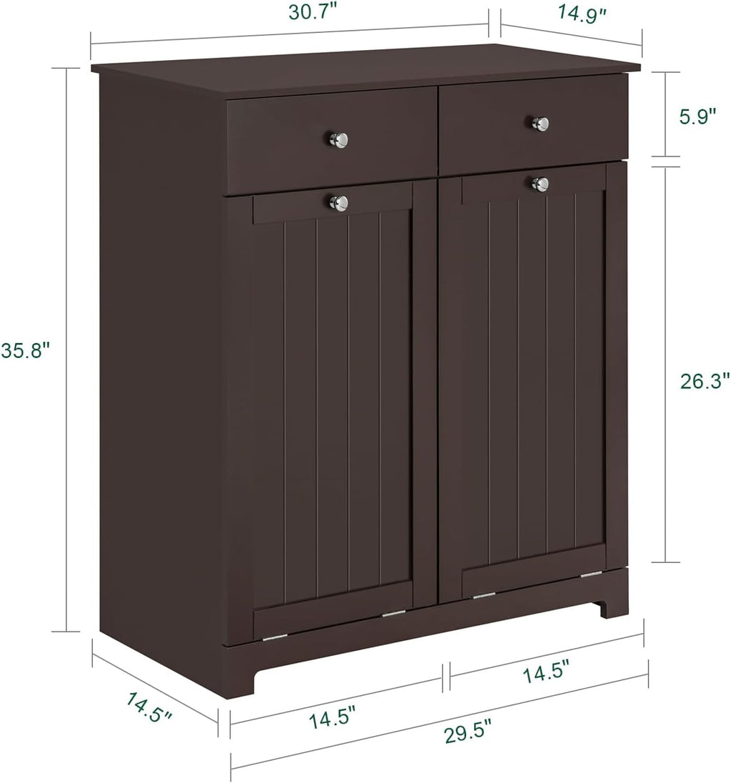 Laundry Hamper Cabinet with 2 Drawers and Wall Cabinet O1667