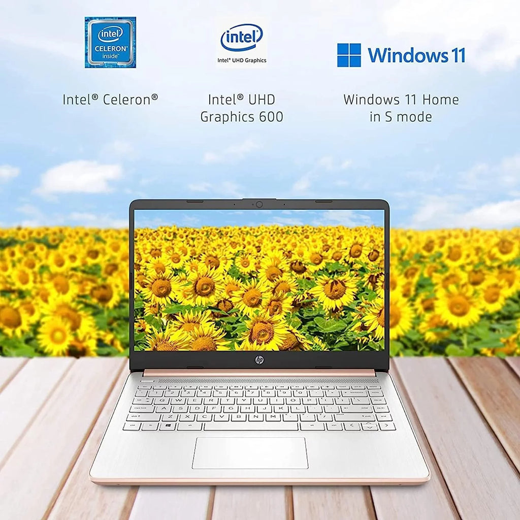 14" Ultralight Laptop, Intel Celeron Quad-Core, 16GB RAM, 64GB eMMC, Windows 11, Pink S7584
