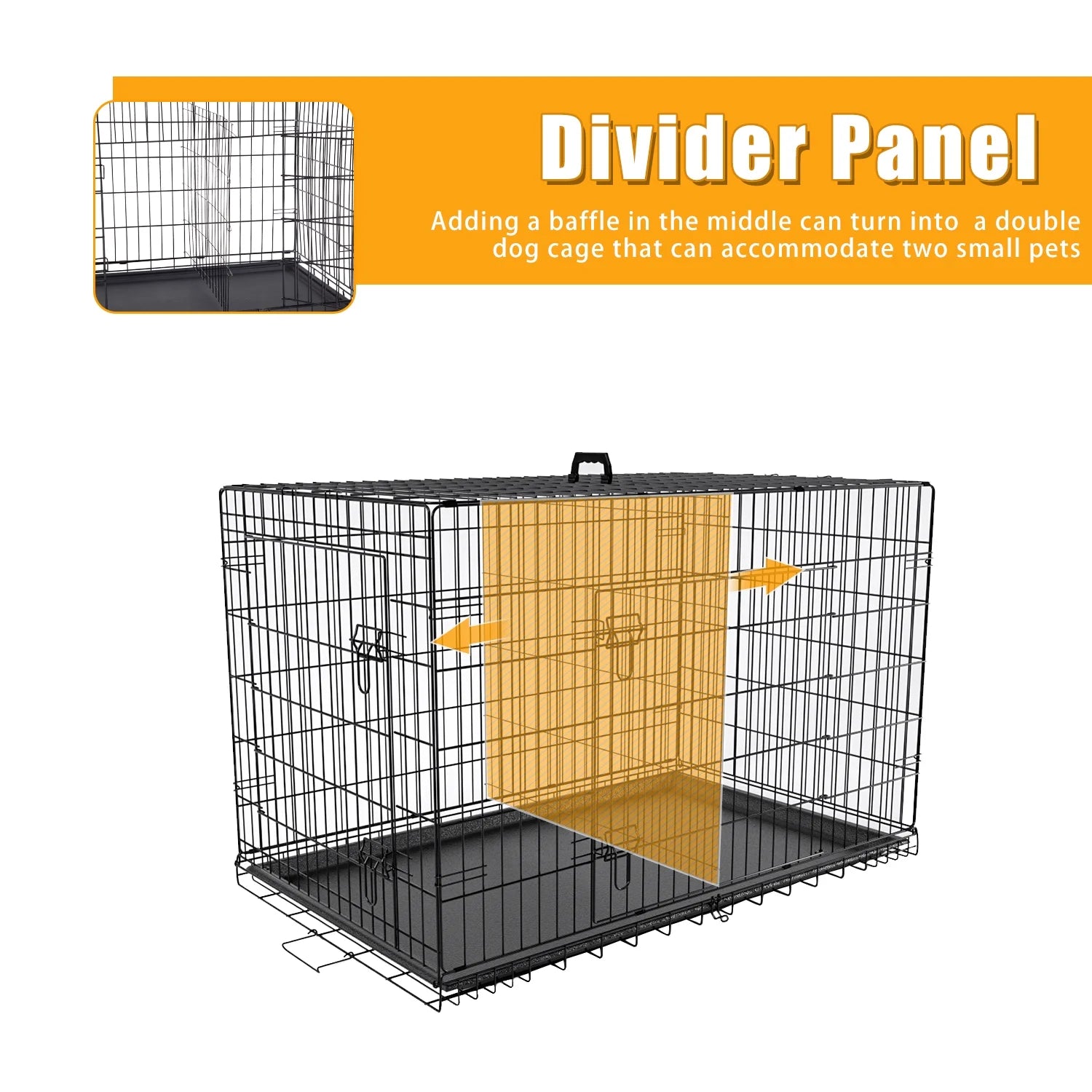 Large Dog Crate XL 42 Inch Wire Kennel with Divider and Double Door H5308
