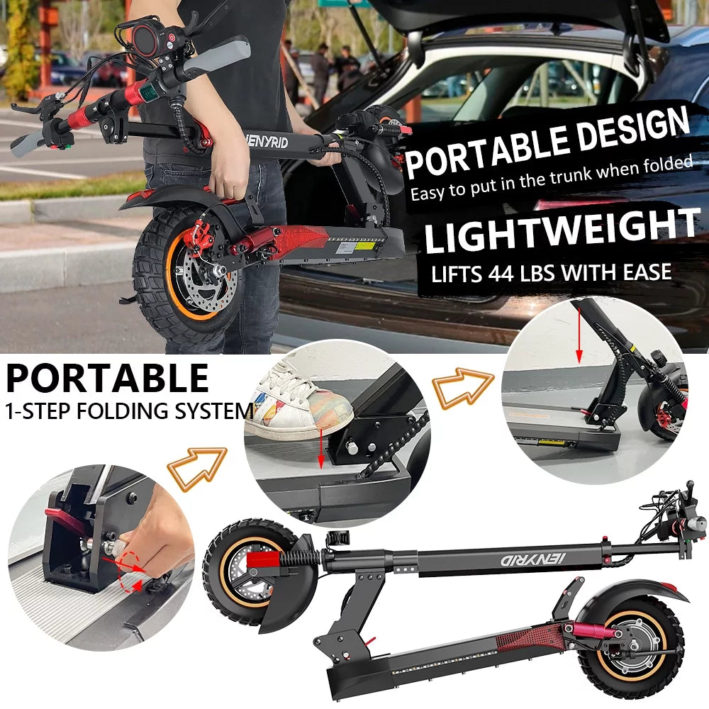 Electric Scooter 28 mph, 25 Miles Range, 700W, 10" Tires, Foldable J207