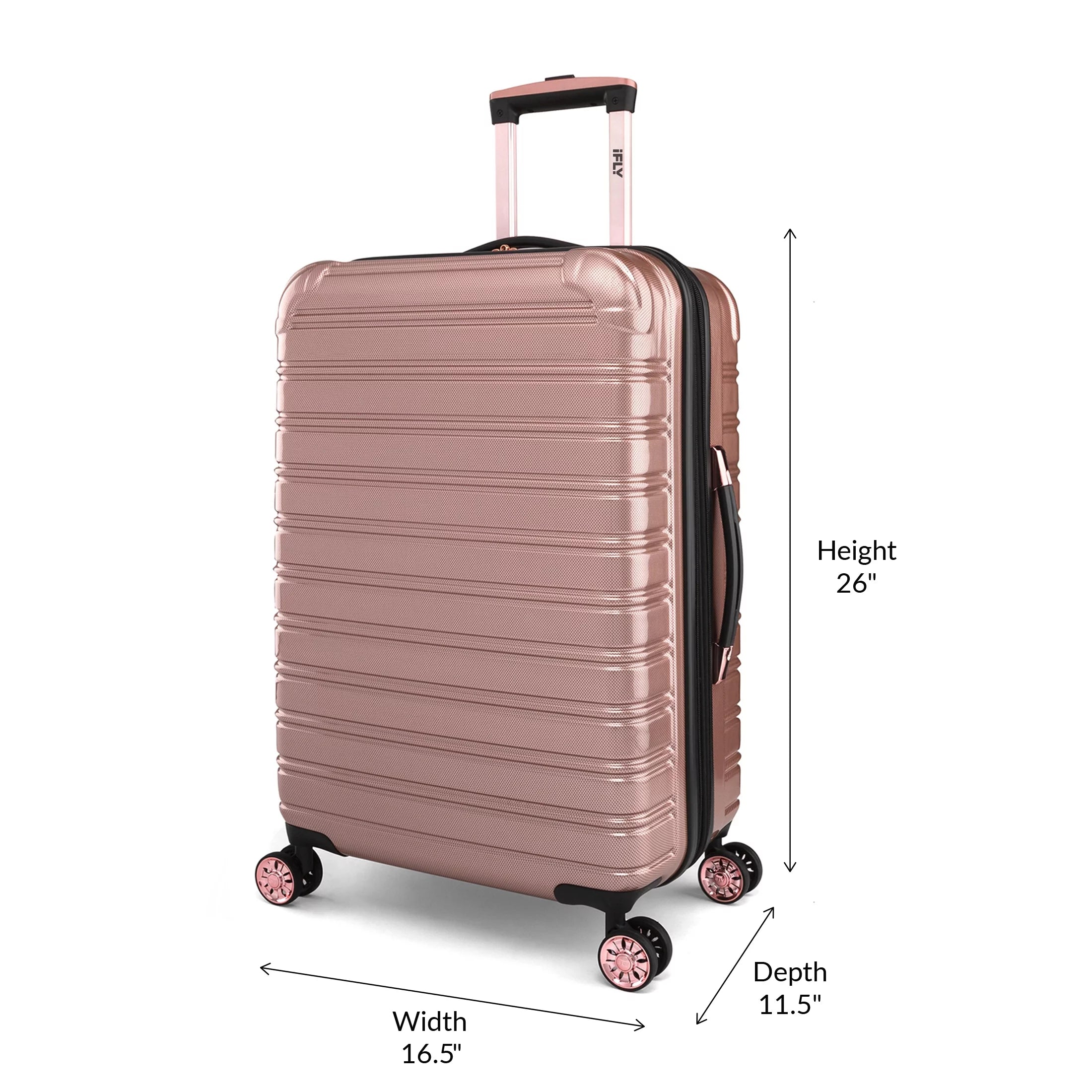 Hardside Luggage 3 Piece Set, 20" Carry-on, 24" and 28" Checked, Rose Gold B9174