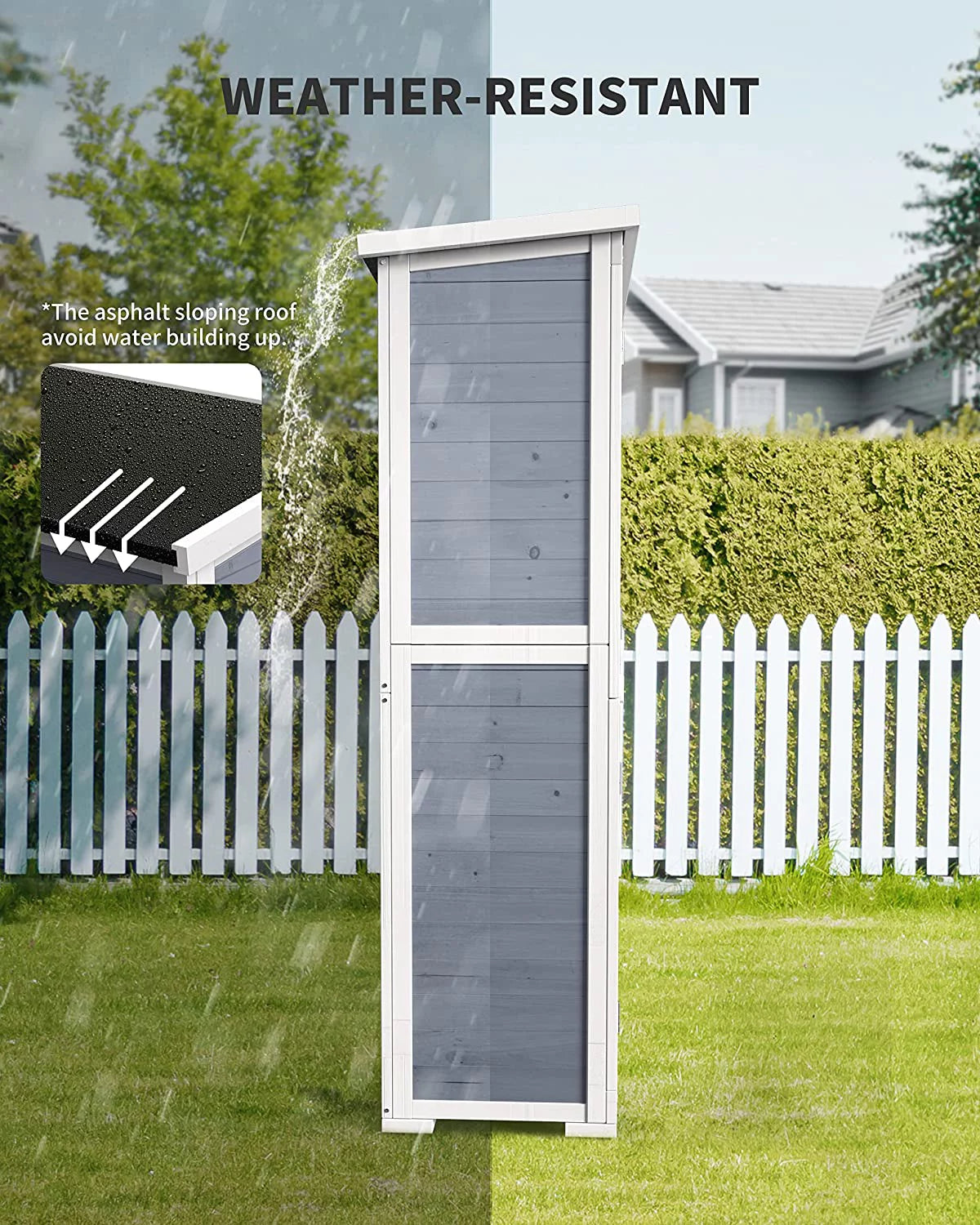 Outdoor Storage Cabinet Garden Shed with Asphalt Roof W6306