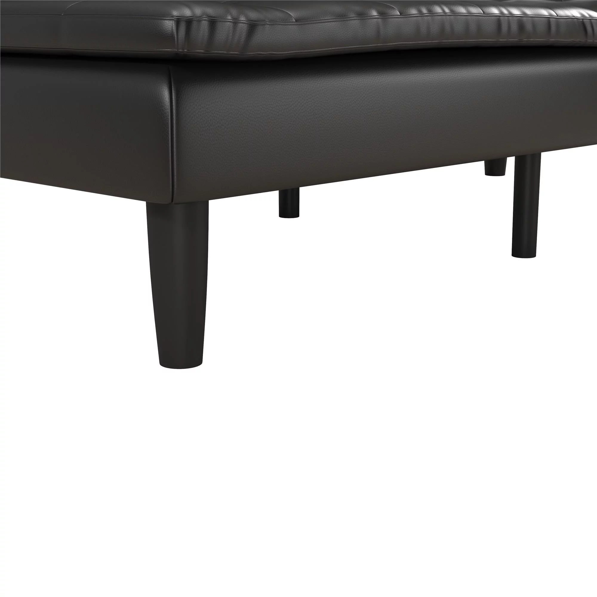 Memory Foam Futon with Cupholder and USB, Black Faux Leather Y2494