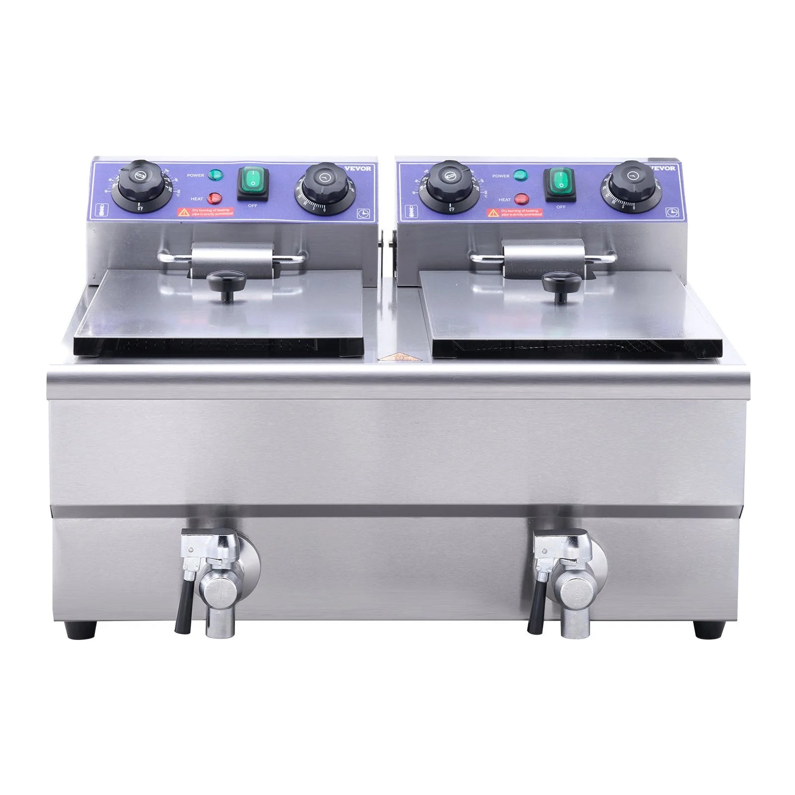 Commercial Electric Deep Fryer, Dual Tanks 3000W Countertop H866