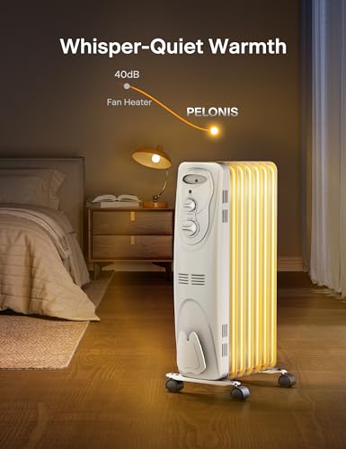 Oil Filled Radiator Heater for Indoor Use, 1500W, 3 Heat Settings, Black L661109