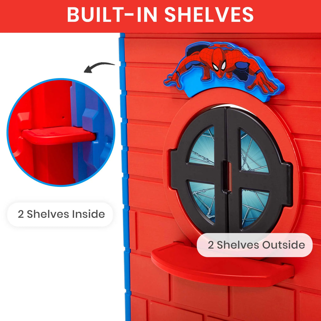 Spider-Man Plastic Indoor/Outdoor Playhouse with Easy Assembly, Blue/Red P80159