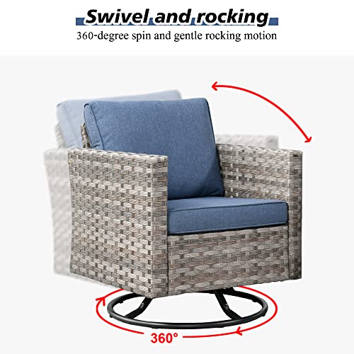 Outdoor Patio Sectional Sofa Set with Swivel Rocking Chair, 8 Piece Wicker Couch T132584