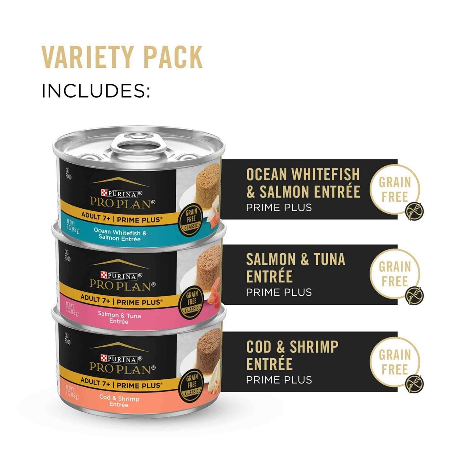 Grain-Free Senior Pate Seafood Wet Cat Food Variety Pack B841097