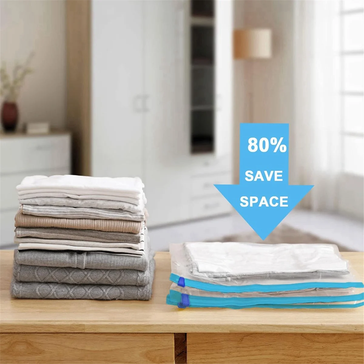 Reusable Roll Up Compression Bags for Travel, Medium Vacuum Storage Y7384