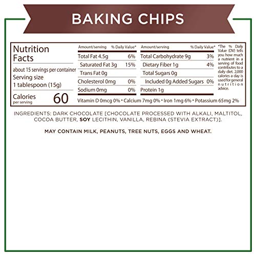 Sugar Free Dark Chocolate Baking Chips, 8 oz W57256