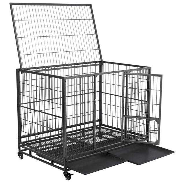 Dog Crate with Wheels and Litter Pan D79686