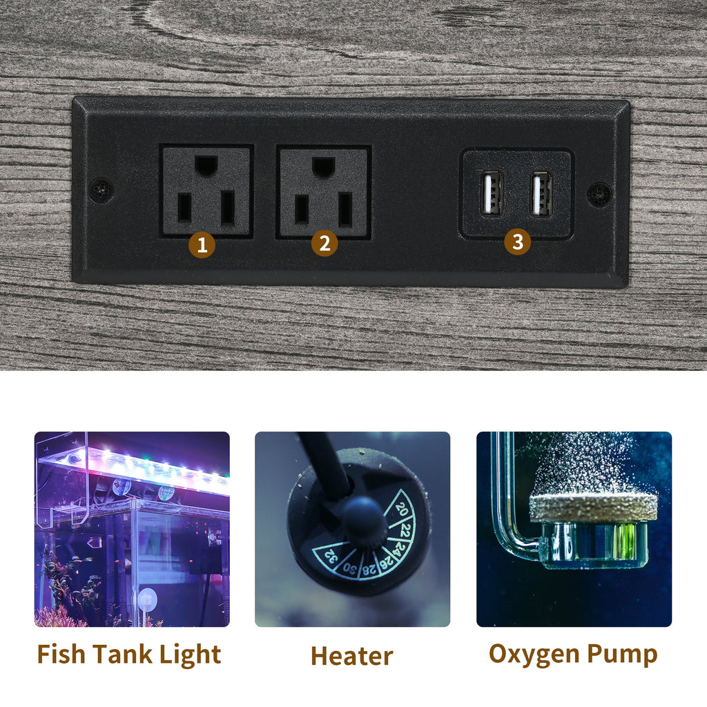 Metal Aquarium Stand with Power Outlets and LED Light for 40-50 Gallon Tank I7698