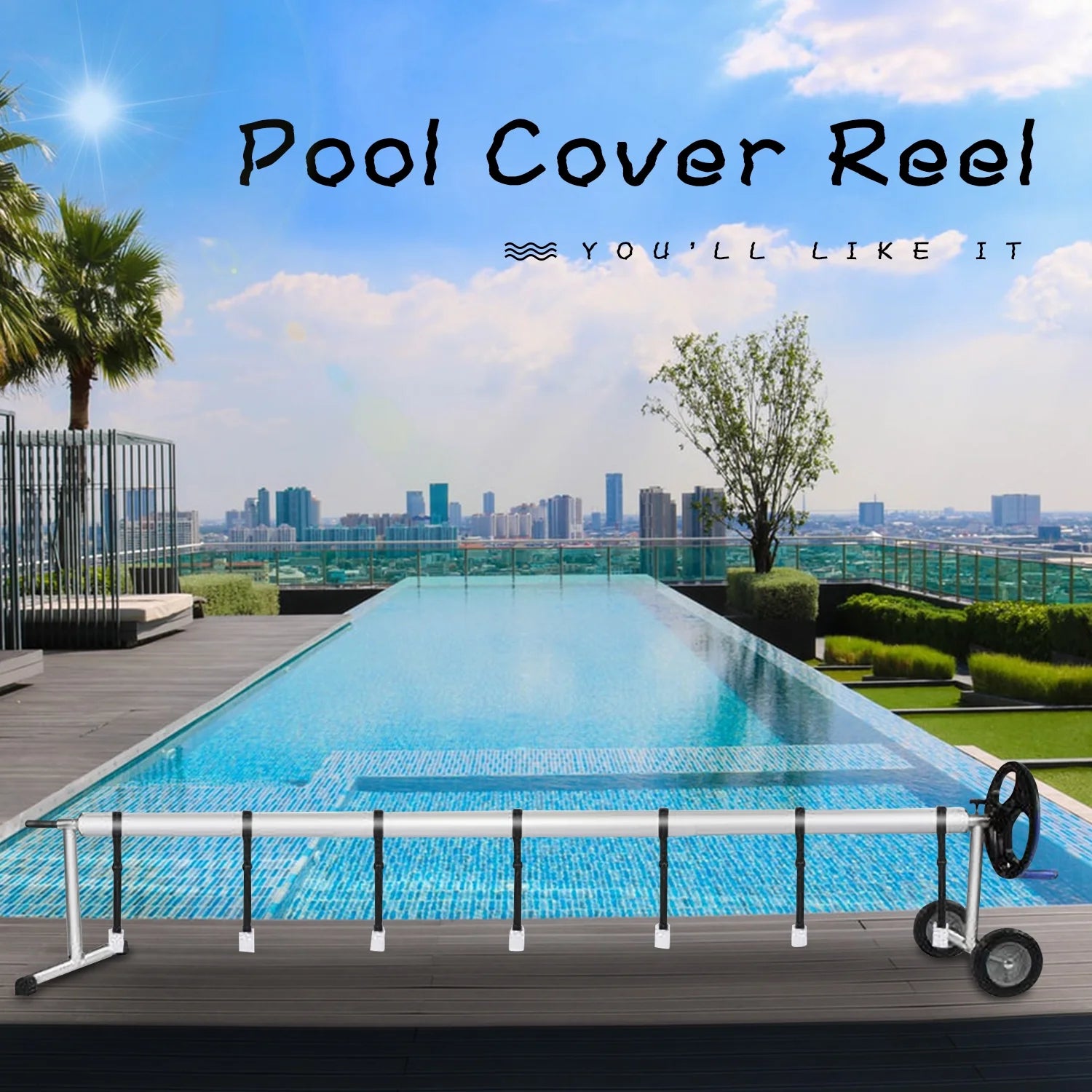 20 ft Aluminum Pool Cover Reel Set for Inground Swimming Pool K204