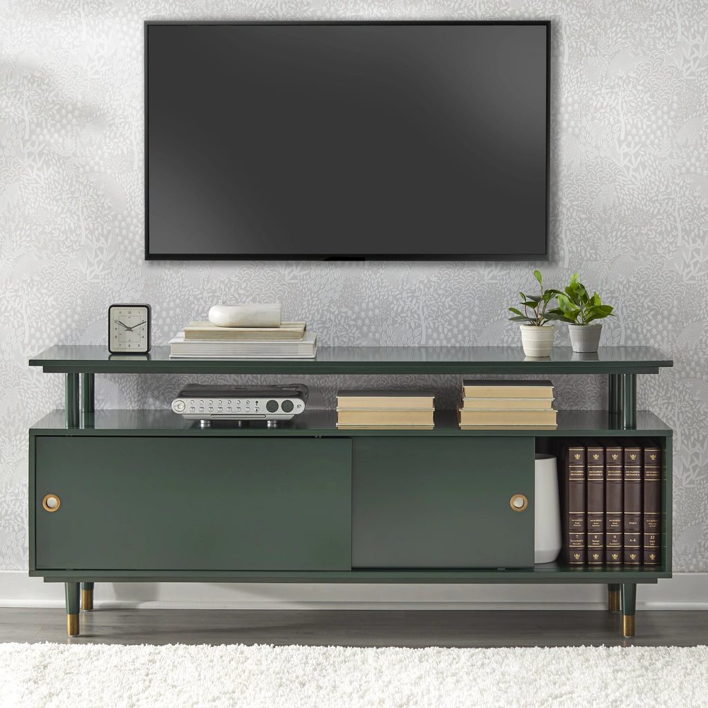 Mid-Century Modern Wood TV Stand Green D286660