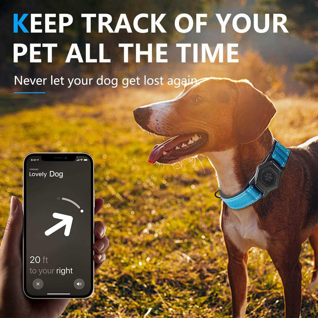 Waterproof GPS Tracking Dog Collar with Reflective Strip, Adjustable Soft Pet Collar U92419