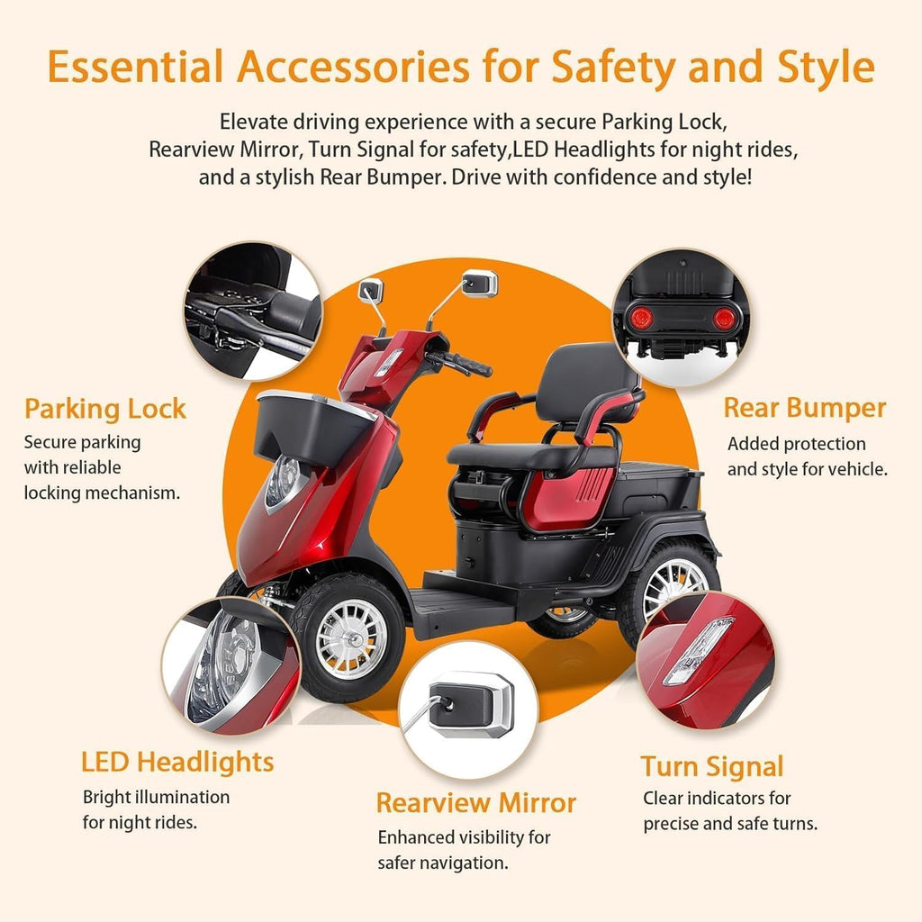 4 Wheel Mobility Scooter for Seniors, 500lbs Capacity, 36-Mile Range R592775