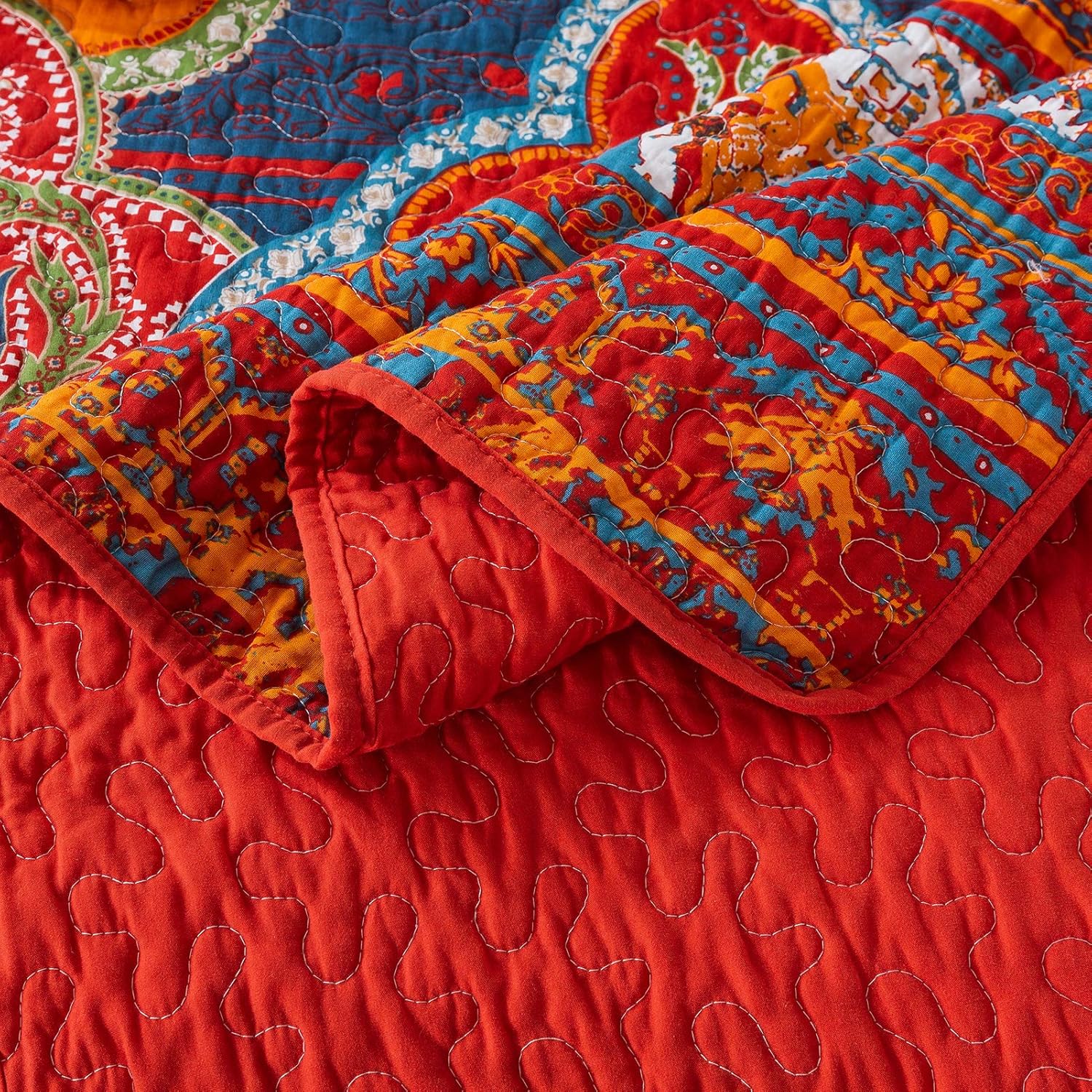Reversible Cotton Patchwork Bedspread Set W41550