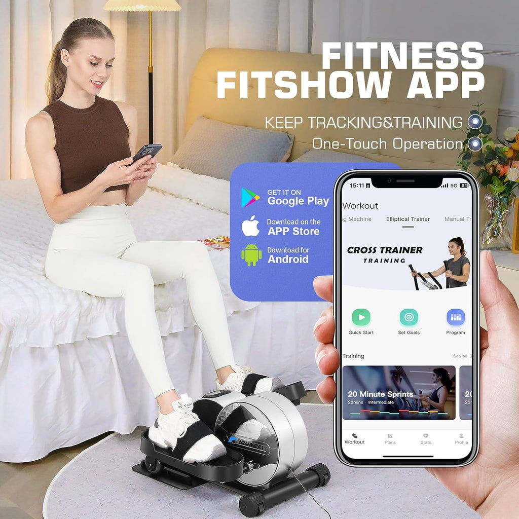 Under Desk Elliptical with Fitness App and LCD Display L1121