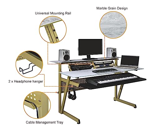 Tempered Glass Music Studio Workstation with 2 x 4U Rack Y67964