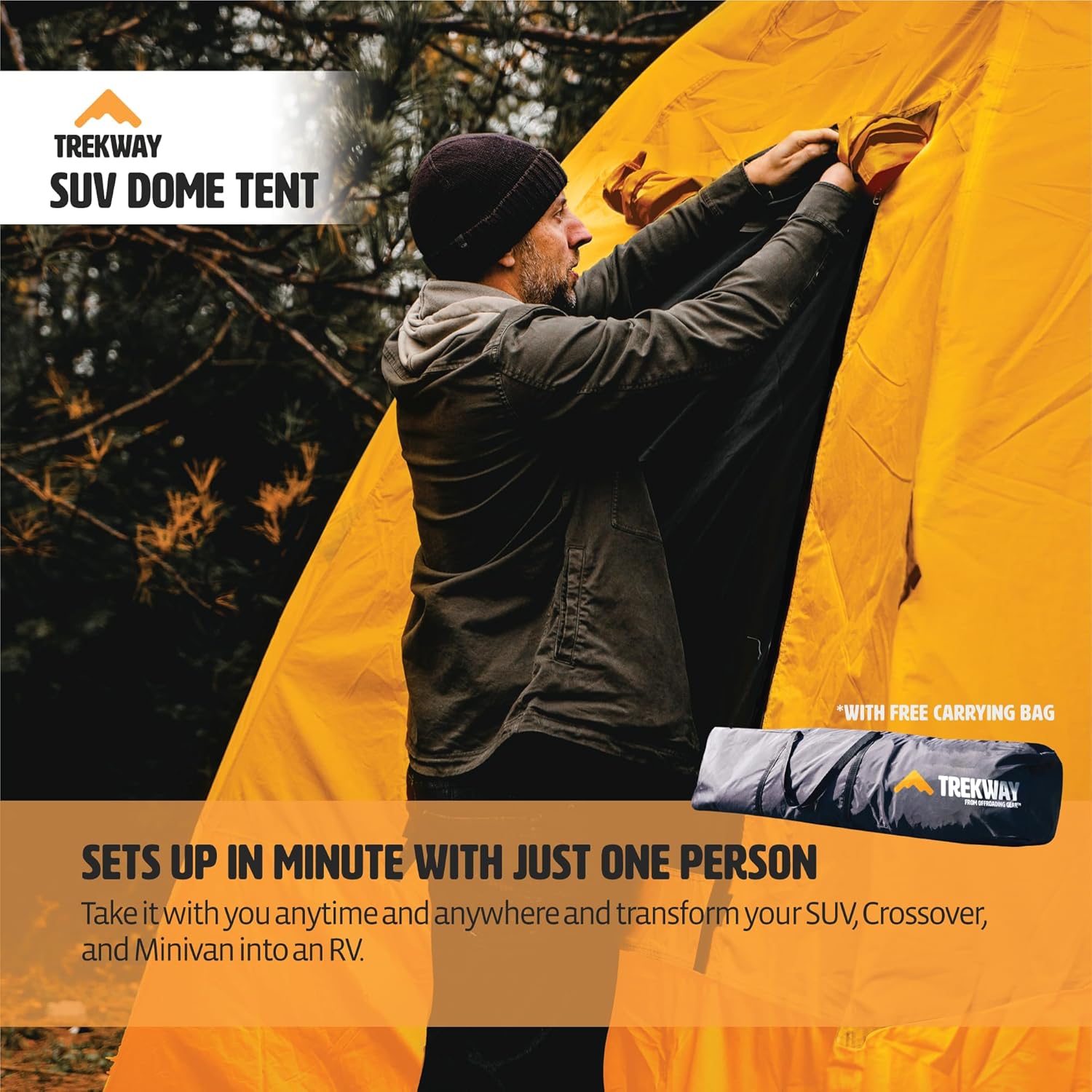Waterproof Instant Camping Tent for SUV, 9 x 9 ft, Sleeps 7 Z406
