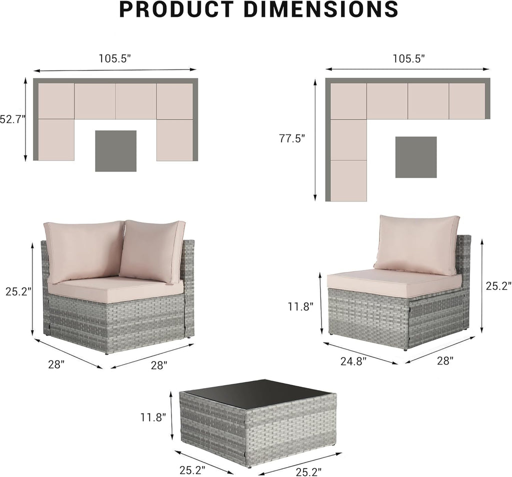 Outdoor Patio Conversation Set with PE Rattan Wicker Sofa and Coffee Table F441515