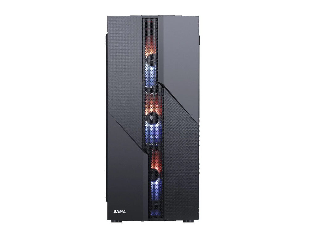 Black USB 3.0 Steel Tempered Glass ATX Mid Tower Gaming Computer Case with 4 x 120mm LED Fans E5174