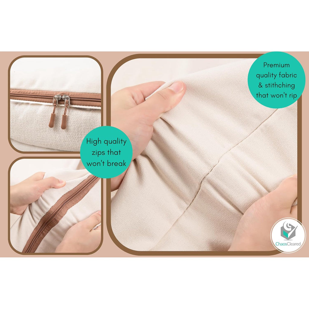 Canvas Clothing Storage 2 Bags Clothes Organizer with Zip Window G202295